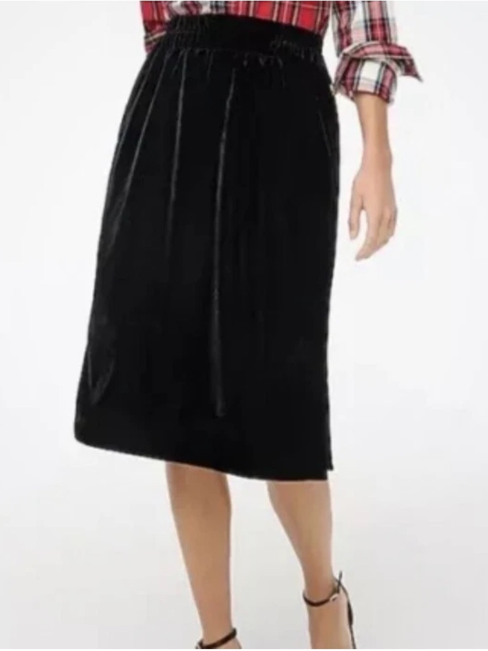 NWT J.Crew Holiday Black Velvet Pull-On Skirt Size S